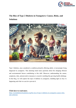 Type 2 Diabetes in Youngsters - ERODE DIABETES FOUNDATION