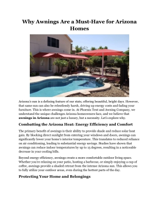 Why Awnings Are a Must-Have for Arizona Homes