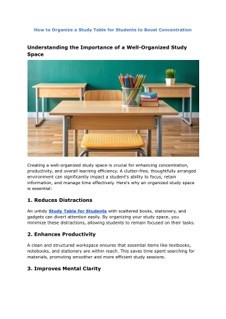 how to organize a study table for students