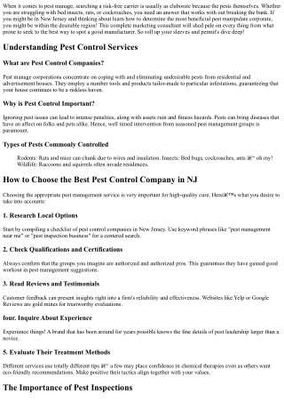 How to Choose the Best Pest Control Company in NJ