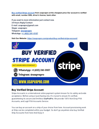Buy Stripe Accounts (100% fully real documents verified)