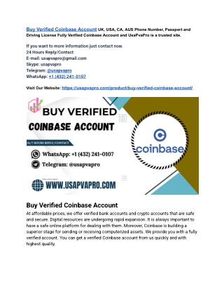 Benefits of Buying Verified Coinbase Account in 2025