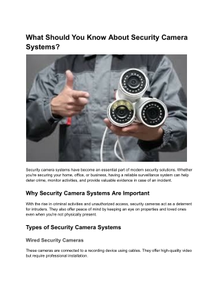 What Should You Know About Security Camera Systems