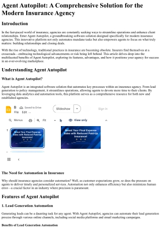 agent autopilot a comprehensive solution