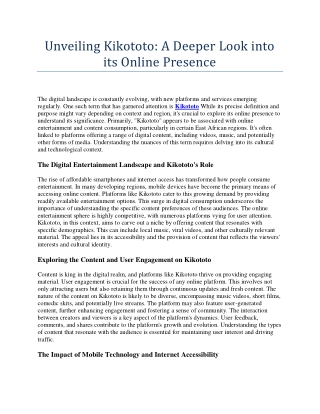 unveiling kikototo a deeper look into its online