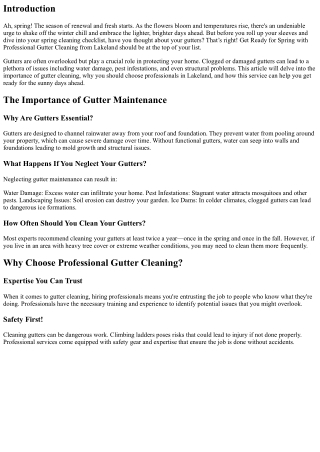 Get Ready for Spring with Professional Gutter Cleaning from Lakeland