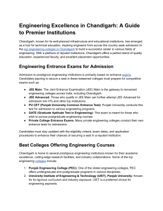 engineering excellence in chandigarh a guide