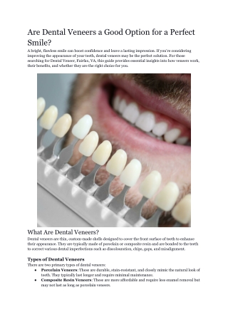 Are Dental Veneers a Good Option for a Perfect Smile