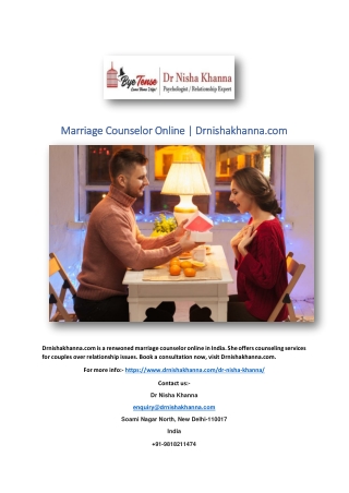 Marriage Counselor Online | Drnishakhanna.com