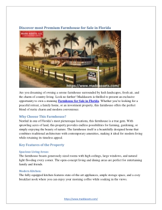 Discover most Premium Farmhouse for Sale in Florida