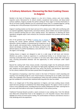 a culinary adventure discovering the best cooking