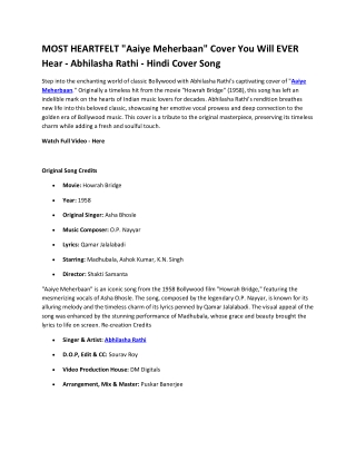 MOST HEARTFELT Aaiye Meherbaan Cover You Will EVER Hear Abhilasha Rathi Hindi Cover Song