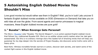 5 Astonishing English Dubbed Movies You Shouldn't Miss