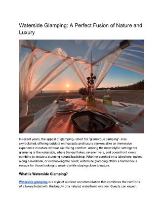 Waterside Glamping_ A Perfect Fusion of Nature and Luxury