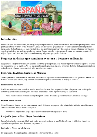Paquetes turísticos que combinan aventura y descanso en España
