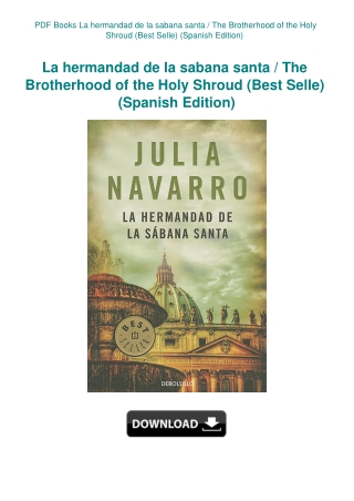 PDF Books La hermandad de la sabana santa  The Brotherhood of the Holy Shroud (Best Selle) (Spanish