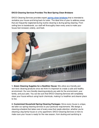 EKCO Cleaning Services Provides The Best Spring Clean Brisbane