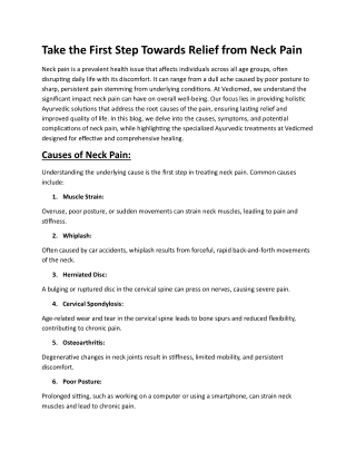 Take the First Step Towards Relief from Neck Pain