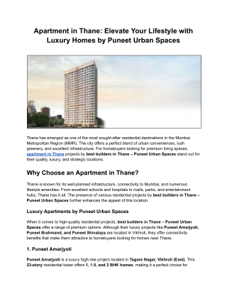 Apartment in Thane_ Elevate Your Lifestyle with Luxury Homes by Puneet Urban Spaces