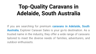 Top-Quality Caravans in Adelaide, South Australia