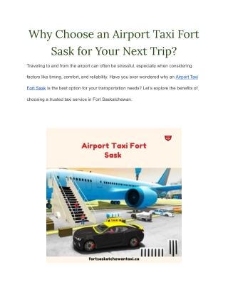 Why Choose an Airport Taxi Fort Sask for Your Next Trip