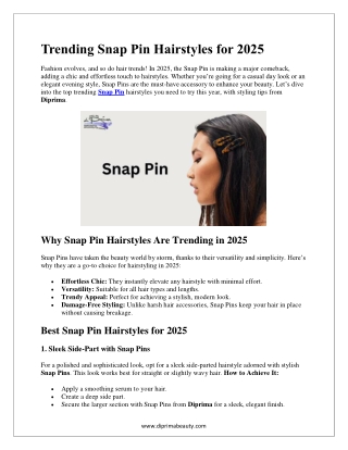 Trending Snap Pin Hairstyles for 2025