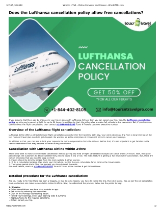 Does the Lufthansa cancellation policy allow free cancellations?