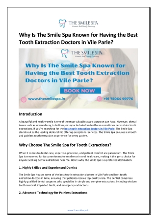 Why Is The Smile Spa Known for Having the Best Tooth Extraction Doctors in Vile Parl