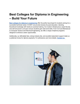 best colleges for diploma in engineering build