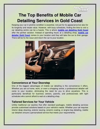 the top benefits of mobile car detailing services