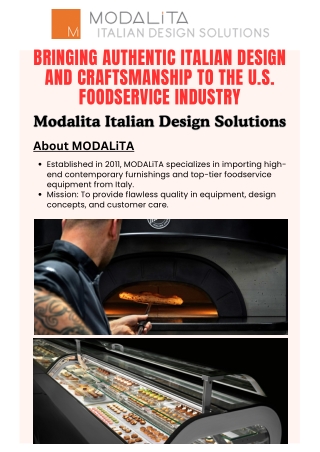 MODALiTA Bringing Italian Excellence to Your Foodservice Operations