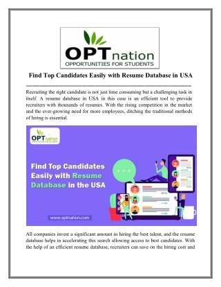 Best Free Resume Database in USA