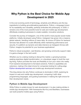 Why Python is the Best Choice for Mobile App Development in 2025
