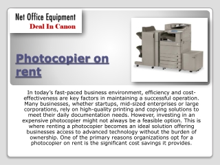 Photocopier Machine on Rental in Gurgaon: Boost Productivity with Flexible