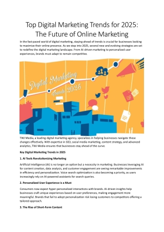 Digital Marketing Trends for 2025: Emerging Strategies & Innovations | TWJ MEDIA