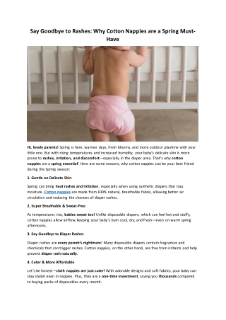 Say Goodbye to Rashes Why Cotton Nappies are a Spring Must-Have