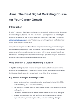 Aima The Best Digital Marketing Course for Your Career Growth