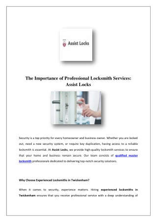 Locksmith Kew | Assist Locks