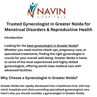 Best Gynecologist in Greater Noida: Comprehensive Women's Healthcare