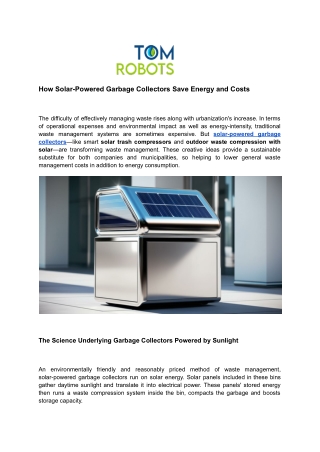 How Solar-Powered Garbage Collectors Save Energy and Costs