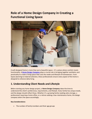 Role of a Home Design Company in Creating a Functional Living Space