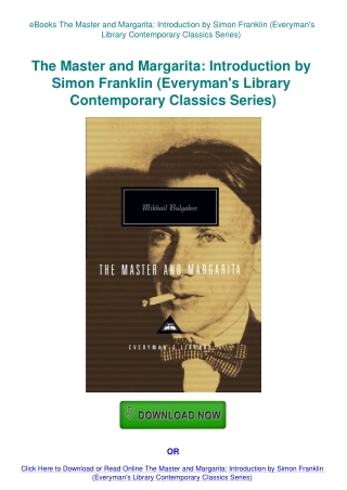 eBooks The Master and Margarita Introduction by Simon Franklin (Everyman's Library Contemporary Clas