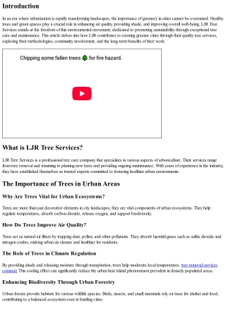 How LJR Contributes to Creating Greener Cities through Quality Tree Services