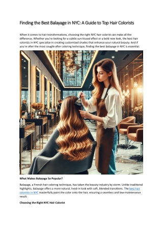 Finding the Best Balayage in NYC: A Guide to Top Hair Colorists