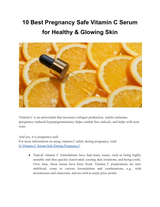 10 Best Pregnancy Safe Vitamin C Serum for Healthy & Glowing Skin