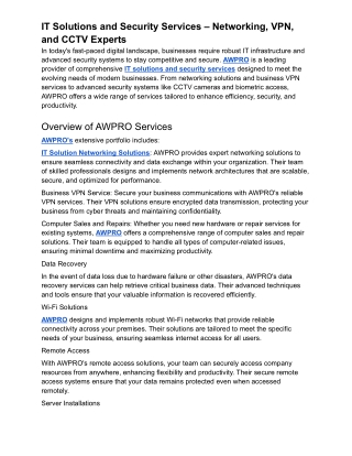 it solutions and security services networking