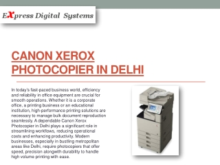 Canon Xerox Photocopier in Delhi: Reliable Solutions for High-Volume Printing