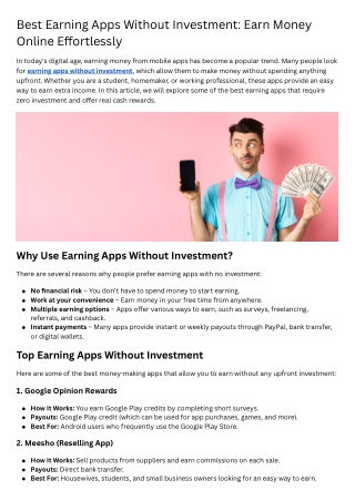 best earning apps without investment earn money