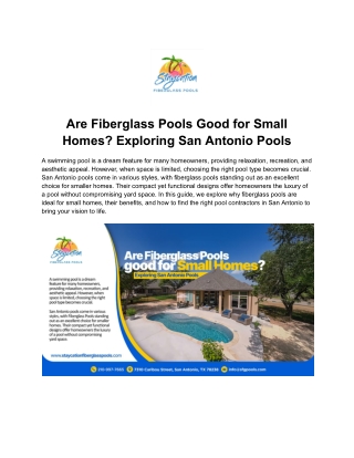 Are Fiberglass Pools Good for Small Homes- Exploring San Antonio Pools