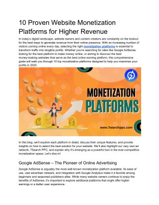 10 Proven Website Monetization Platforms for Higher Revenue